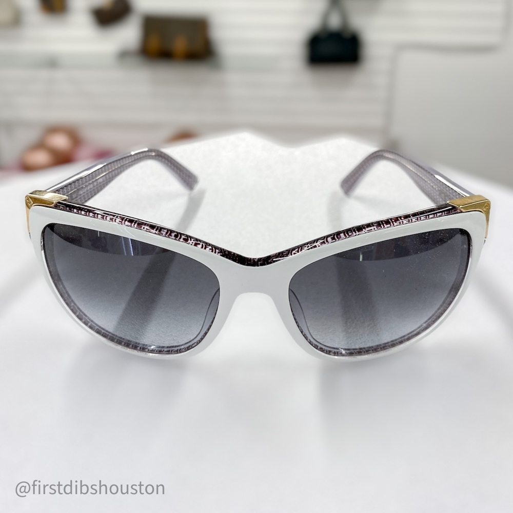 Fendi White Rectangular Italy Sunglasses